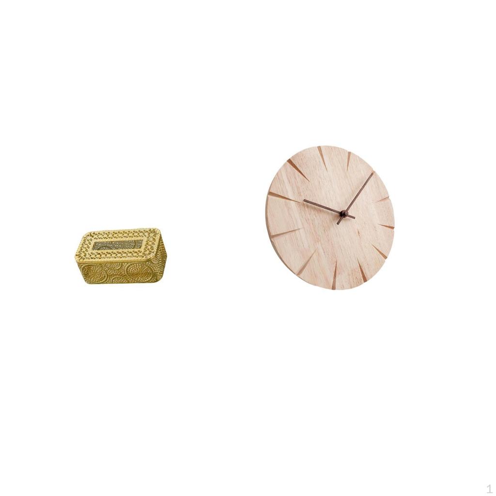 Creative Tissue Paper Storage Holder And Solid Wood Wall Clock Decorative Non Ticking for Home