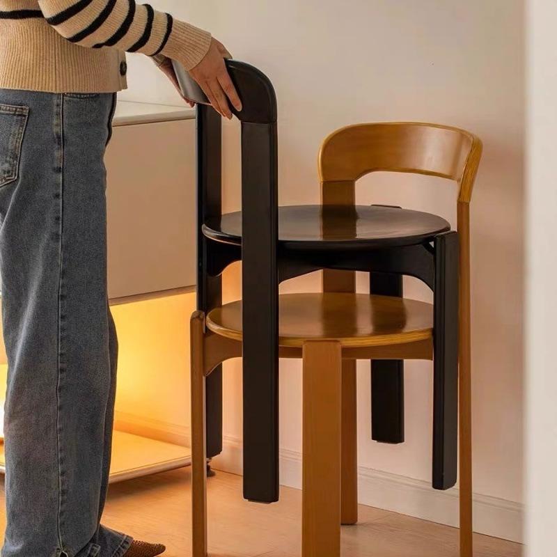 Silla de Comedor Moderna Estilo Mid Century, Silla Lateral Ruiyi de Madera Maciza con Respaldo de Color, Asiento Acojinado Retro para Cocina del Hogar