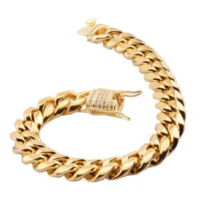 Mode Herren Damen Armband Armreif Gold Farbe Kette Miami Curb Cuban Edelstahl Hip Hop Unisex Schmuck