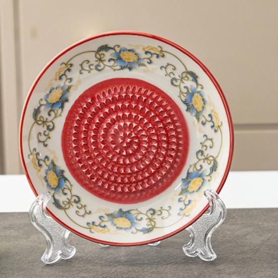 Ceramic Garlic Grinder Plate Bowl, Manual Ginger Fruit Zester Grater Dish, All-in-One Prep Mixing Serving Tray, Modern Minimalist Kitchen Tool