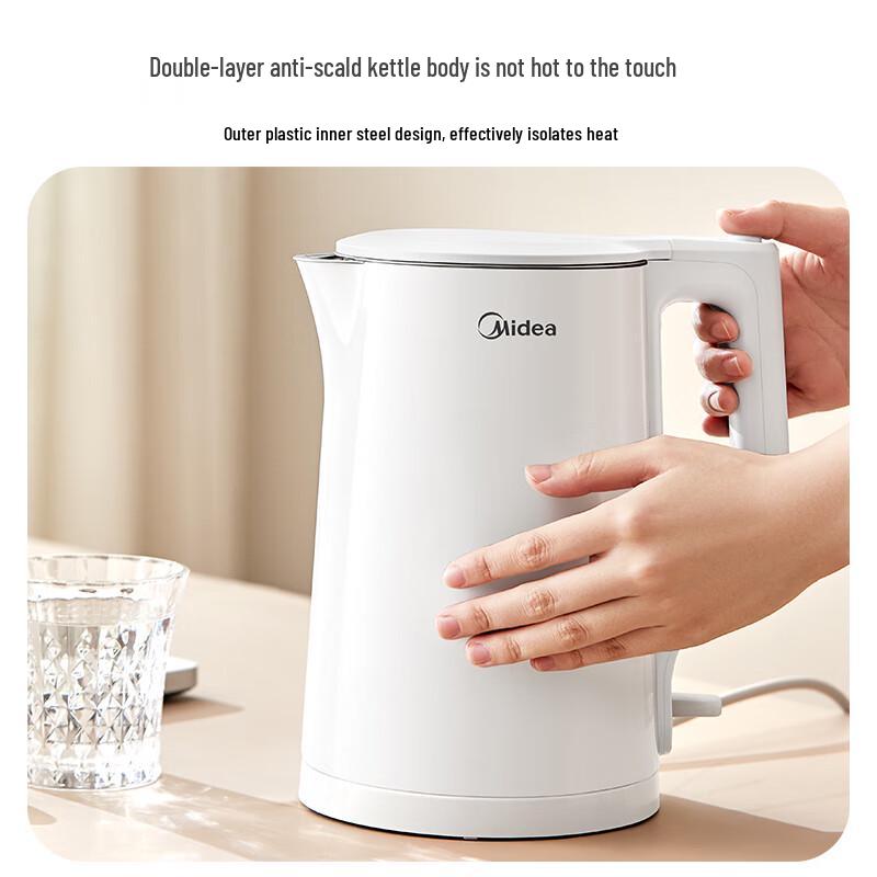 Midea 1.5L 304 Stainless Steel Electric Kettle CN plug (adapter included)