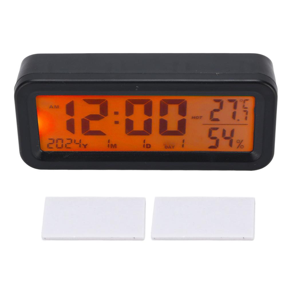 Car Dashboard Clock Luminous Electronic Clock Calendar Temperature Humidity Display Support Solar