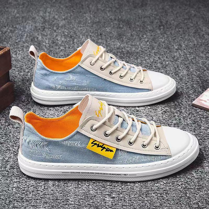 Men's Shoes Canvas Shoes Men's Breathable Soft-soled Denim Board Shoes Korean Version Trendy Versatile Lightweight Casual Shoes