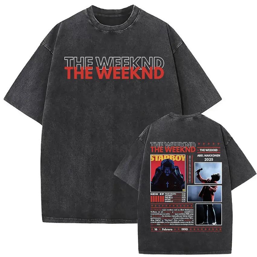 The Weeknd XO Tour 2026 Vintage Washed T-Shirt Herren Damen Popmusik Kurzarm-T-Shirts Rap Hip Hop Gothic Kleidung T-Shirts
