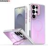 Fold Metal Lens Stand Discolour Magnetic Case for Samsung S25 S26 Ultra S25 S26 Plus S24 Ultra S25 Edge for Magsafe Acrylic Case