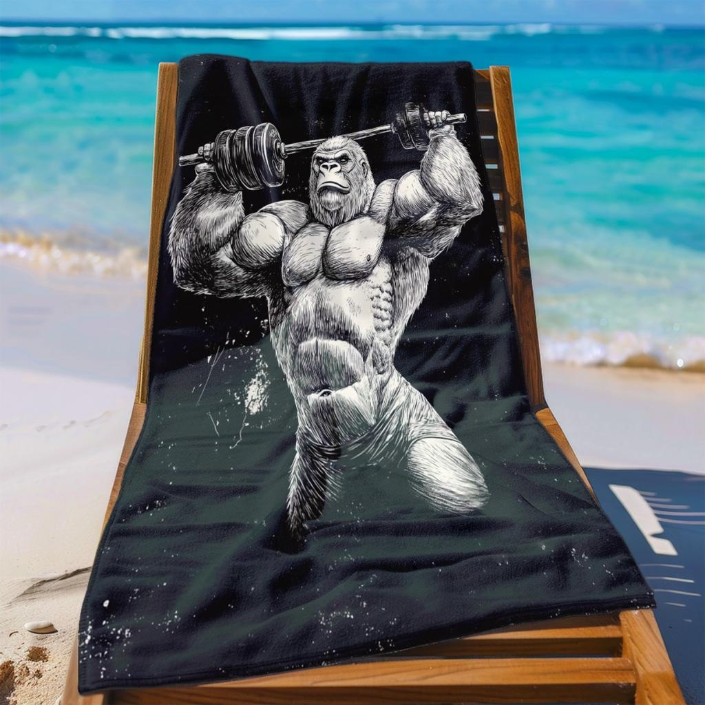 1PC Gorilla Lifting Weights Beach Towel Extra Large Quick-Dry Microfiber Sand-Free Super Absorbent Lightweight Compact for Swimm
