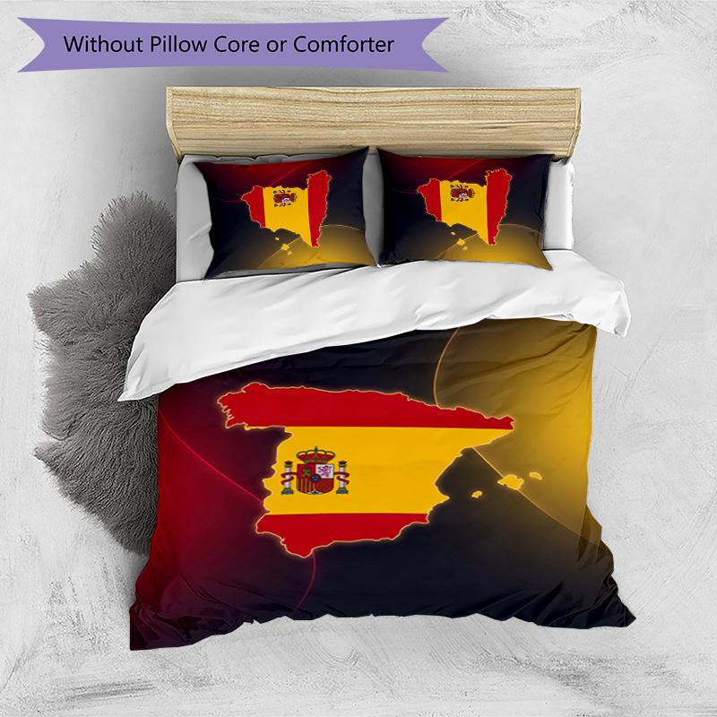 Ensemble de literie imprimé football Espagne 3 pièces Ensemble de couvre-lit douillet respirant comme cadeau de pendaison de crémaillère / de vacances