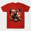 Men Black Print T-shirt God Of War No-Cut Transfer Paper Print Cotton Tshirt