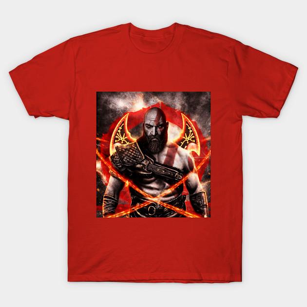 

Men Black Print T-shirt God Of War No-Cut Transfer Paper Print Cotton Tshirt 4XL червоний