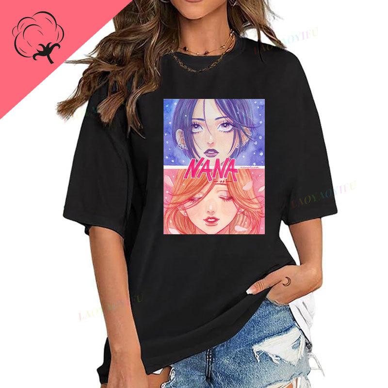 Japanese Anime Shirt NANA HACHI T Shirt Graphic Tees Short Sleeve Casual Kawayi Harajuku Y2k Clothes Unisex Women Cartoon Tops