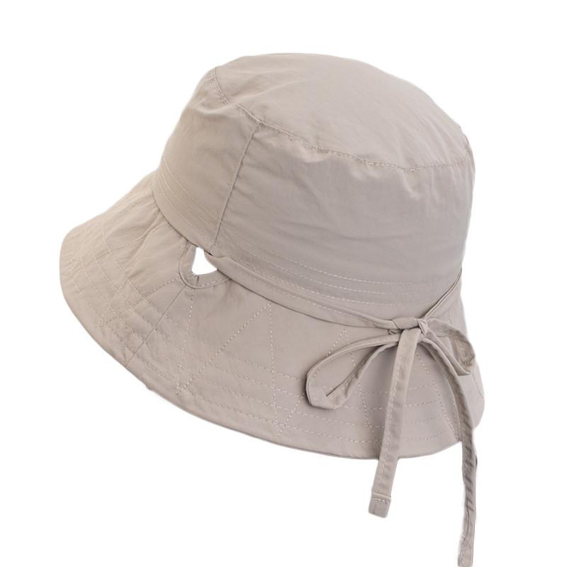 Summer Mesh Drawstring Fisherman Hat With Sun Protection For Women