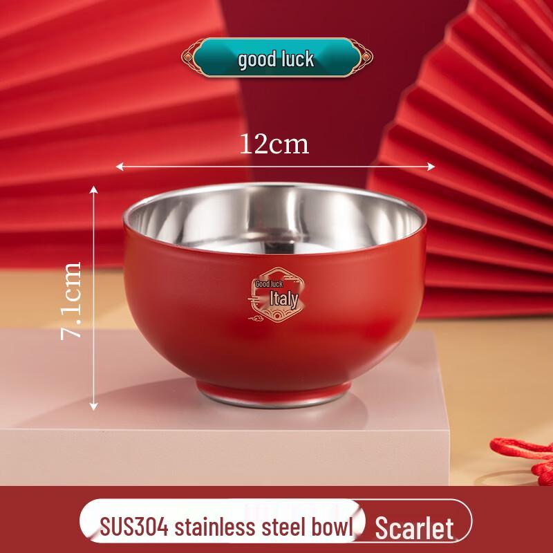 

ZISIZ Great Prosperity Double-Layer Stainless Steel Kids Divided Bowl Set, 2-Pack