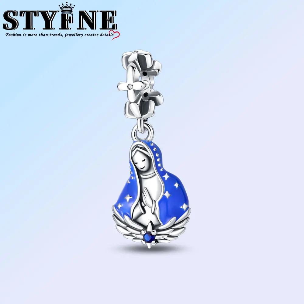 Exquisite Copper Nossa Senhora Aparecida Dangle Cross Charms Pendants Fit Original Bracelets Diy Jewelry For Women