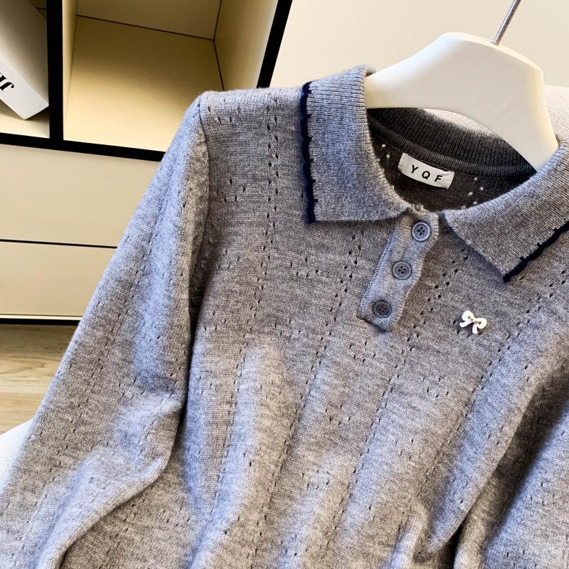 2025 Autumn Chic Korean-Style Oversized POLO Collar Knit Sweater for Women