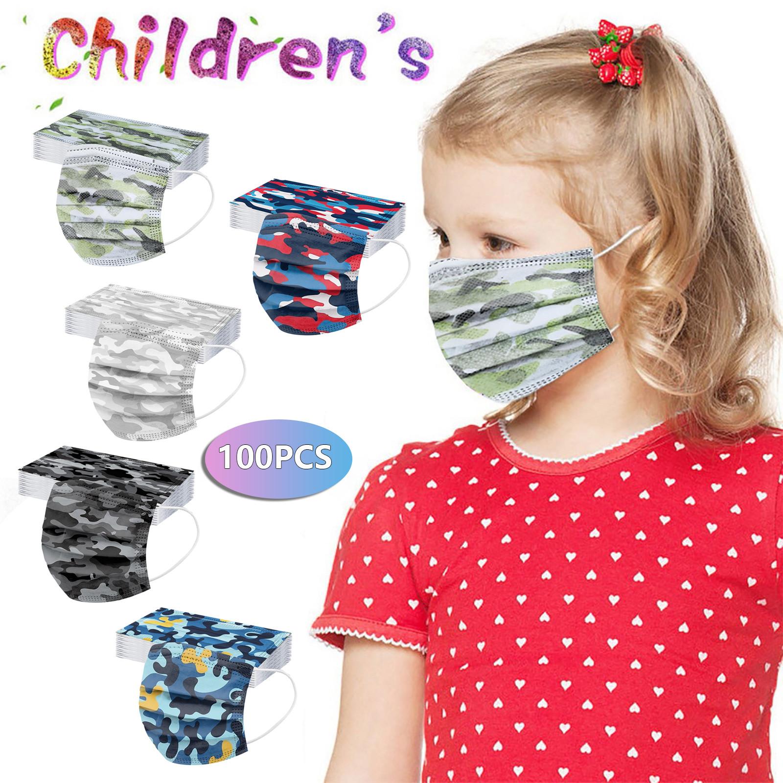 

100PC Children Tie- Gradient Printed Three-Layer Proof Disposable Mask