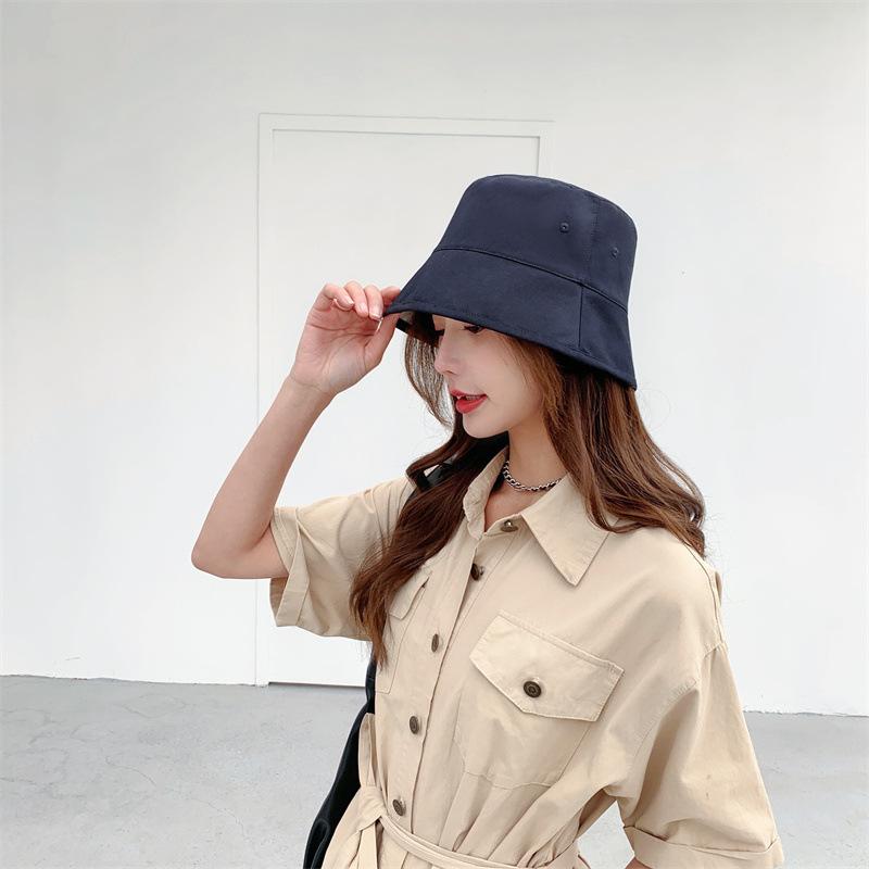 Spring New Short-brimmed Black Bucket Hat Women's Summer Versatile Thin Breathable Sun Hat Shows Small Face