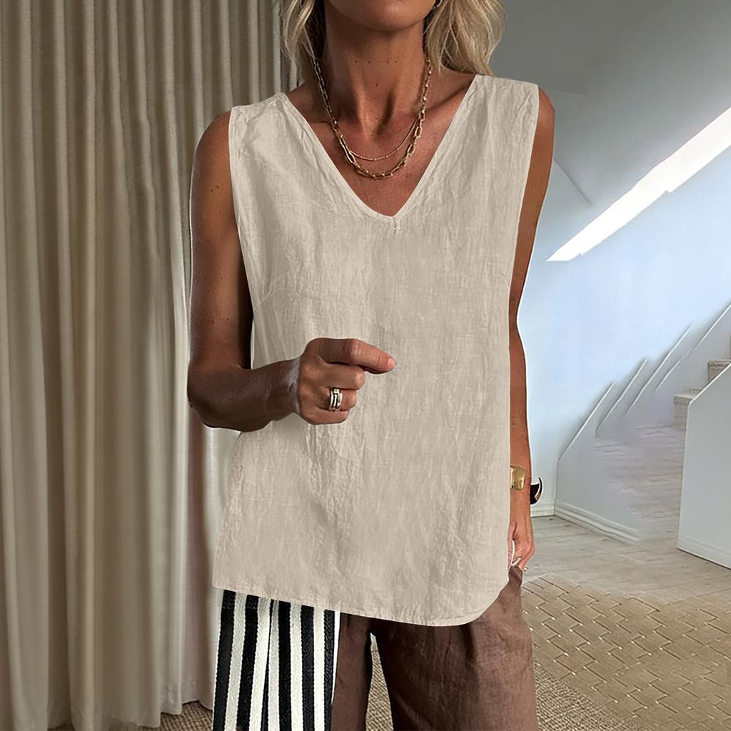 Women's Color Cotton And Linen Camisole Loose Inner Short Sleeve Versatile Bottoming Top