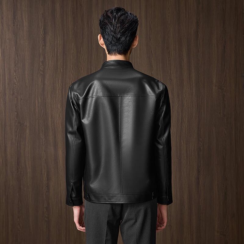 HLA Herren einfarbige PU-Jacke mit Stehkragen