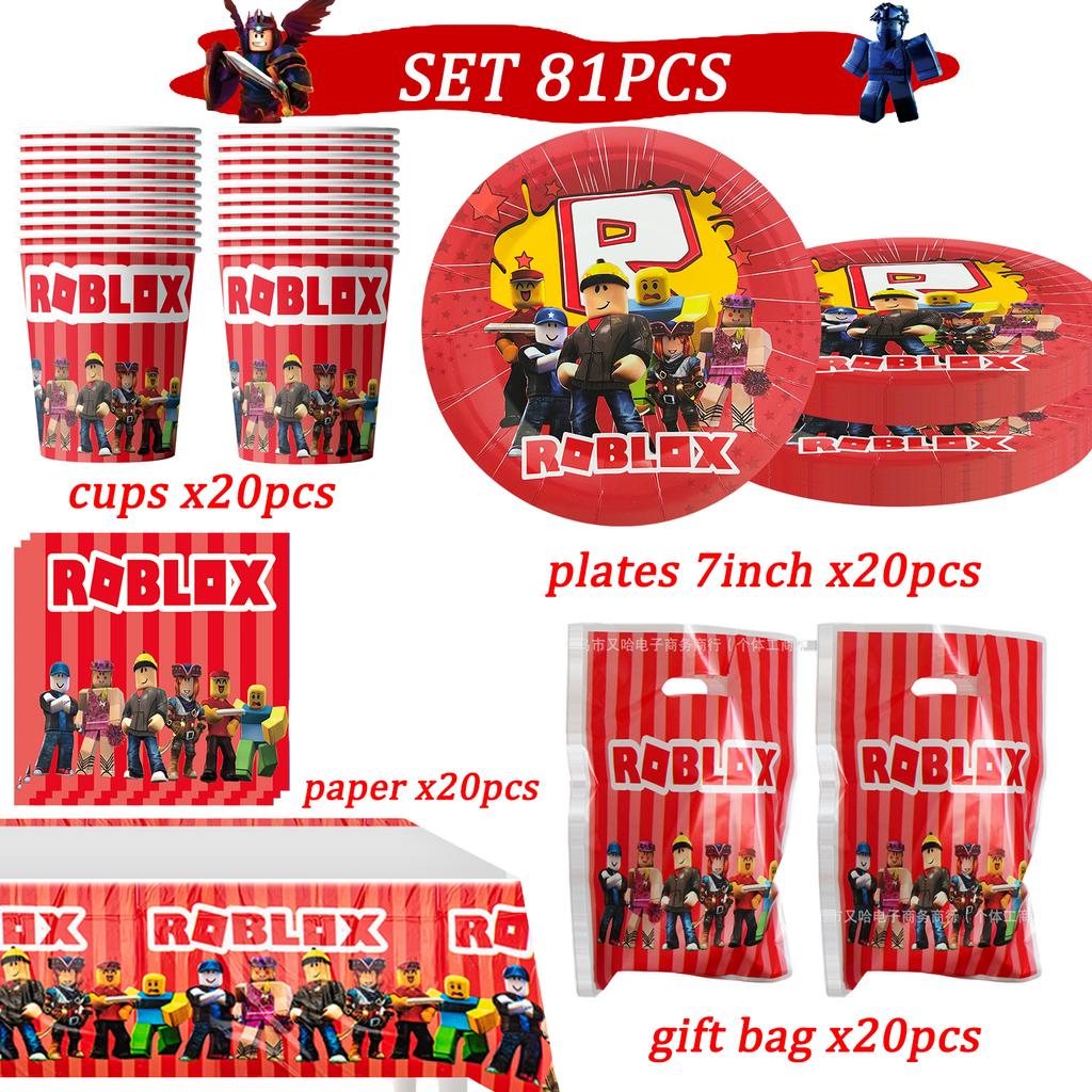 Roblox Birthday Party Decorations Supplie Celebration Disposable Tablecloth Cup Plate Baby Shower banner set Entertaining Play Safe Kid Friendly Fun
