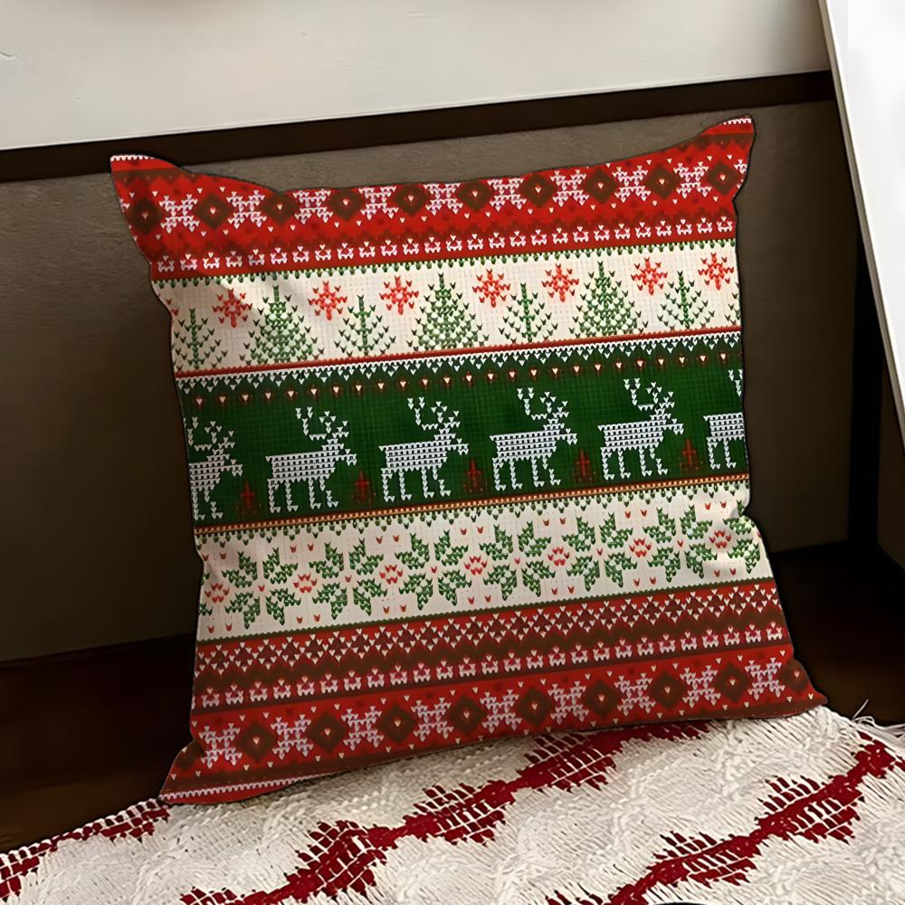 Christmas PPlaid Cushion Cover Reversible Soft Durable Pillow Cover Home  Car MultiScene Use for Daily Comfort