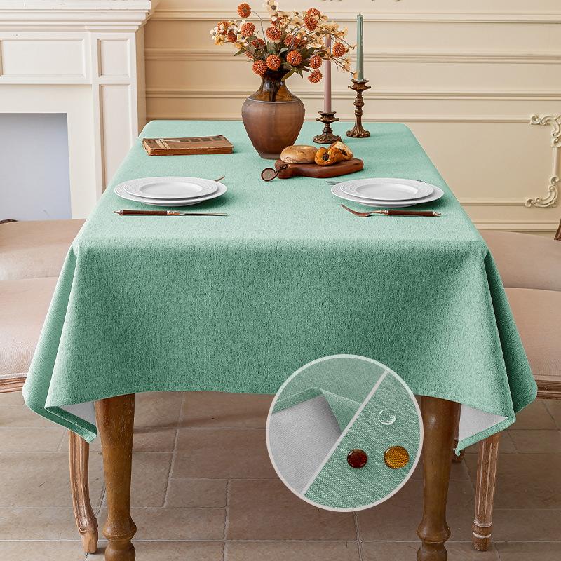 Cotton and Linen Three-proof Tablecloth Waterproof and Dustproof Solid Color Rectangular Tablecloth Coffee Dining Table Cloth