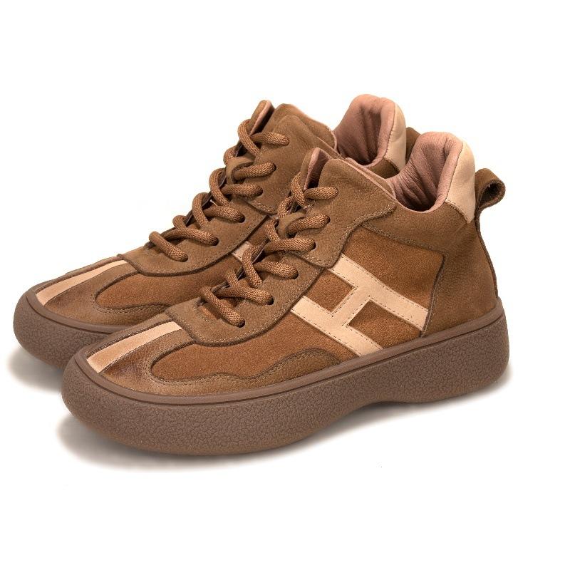 Leder-Freizeitschuhe für Damen, neue High-Top-Board-Schuhe, warme Samt-Kurzstiefel, deutsche Trainingsschuhe für Damen