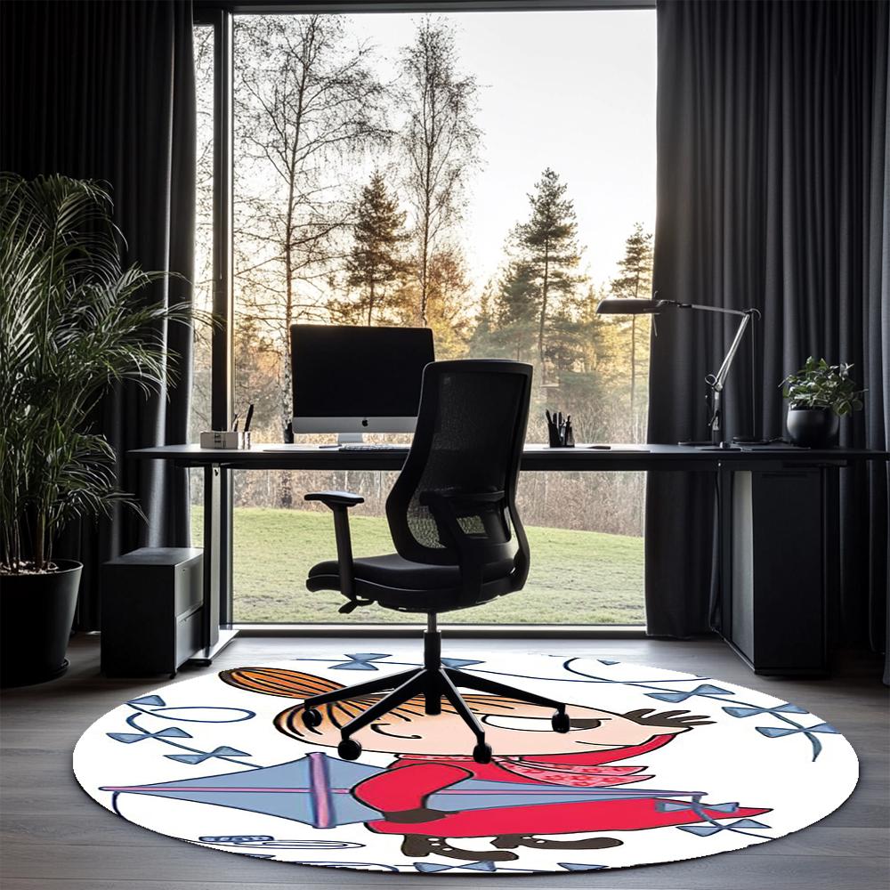 Little My Printed Round Rug Carpet Chair Rug Area Rug Entryway Doormats,for Office Chair Living Room Bedroom Kitchen Room.