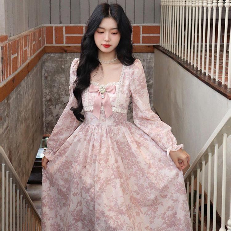 

Temperament Long Skirt Stylefloral Dress XL рожевий