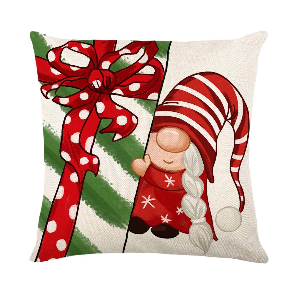 Santa Claus Linen Printed Pillow Cover Home Living Room Sofa Cushion Cover Bedroom Pillow Cover