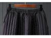 2025 Autumn/Winter Women's Striped Padded Half-Skirt: Elastic Waist, Solid Color A-Line Cotton Design.