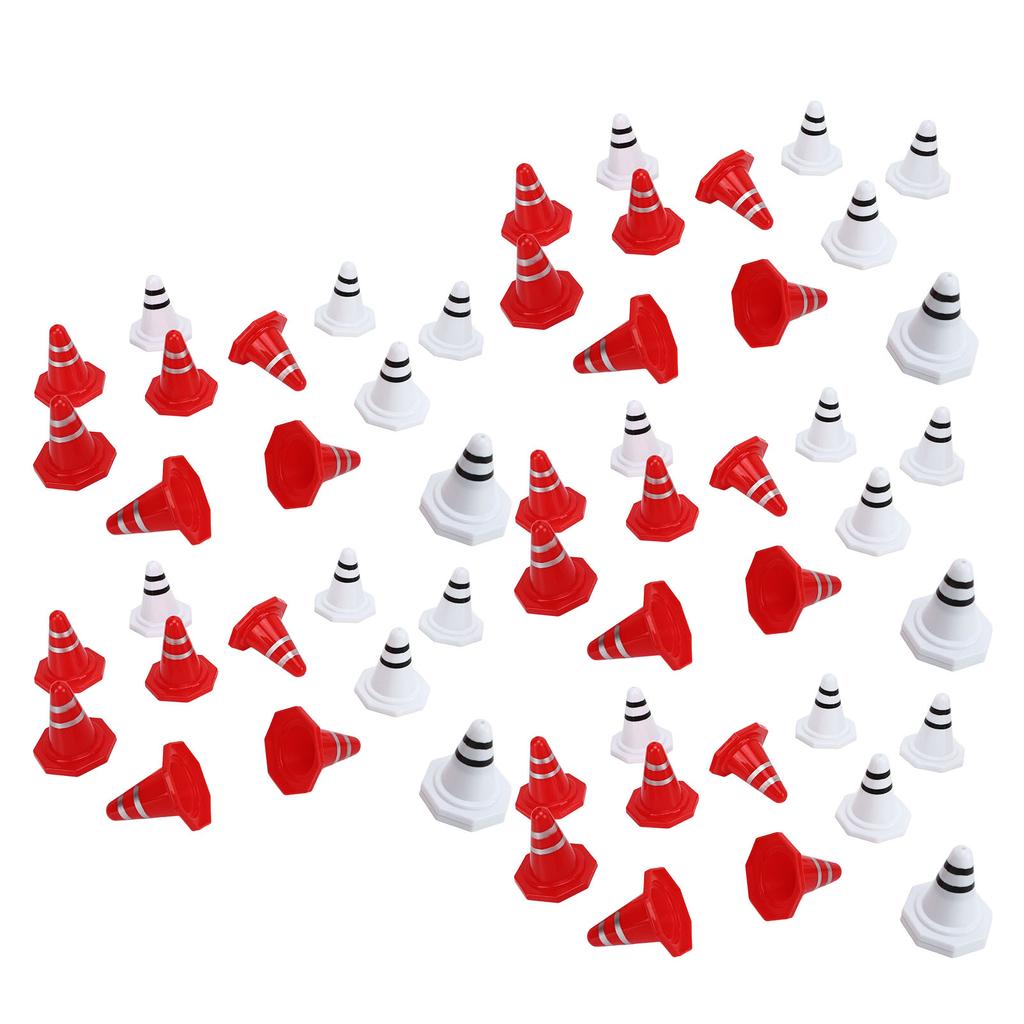 60 Pcs Traffic Cones Toys Red White Mini Traffic Cones Miniature Lifelike Road Block for Soccer Training RC Car Gaming