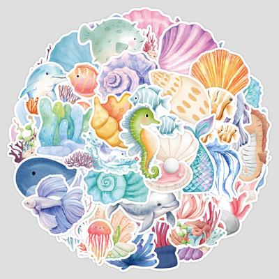 50 Kreslených nálepiek Graffiti podmorského sveta na počítač, kufor, vodotesné dekoratívne nálepky, nálepky s motívom oceánu