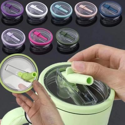 Funda para taza a prueba de derrames Stanley de 40 oz, funda para taza de protección ambiental reemplazable, funda creativa con pajita en espiral, accesorio para taza