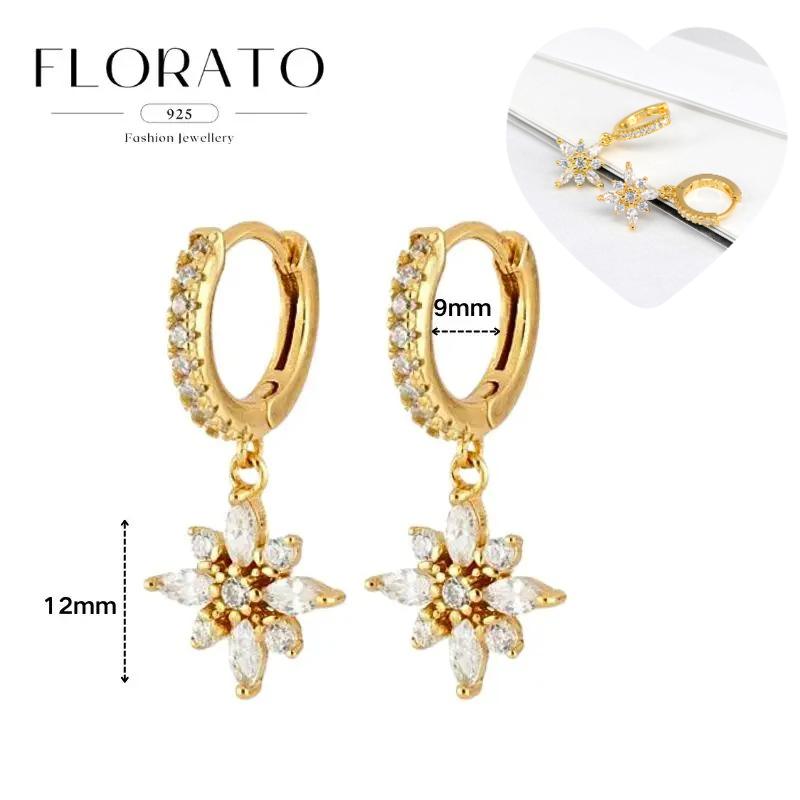 925 Silver Ear Needle White Zircon Butterfly/Water Drop Hoop Earrings Drop Earrings For Women Fashion Wedding Jewelry