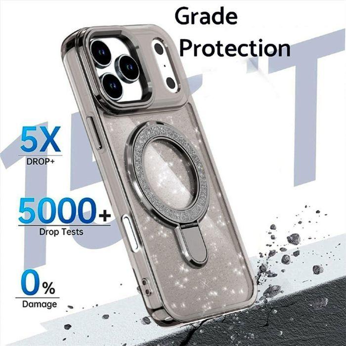 Coque de Protection - BOOLING - pour iPhone 17 Pro - Antichoc avec Cercle Magnétique Brillant - Gris