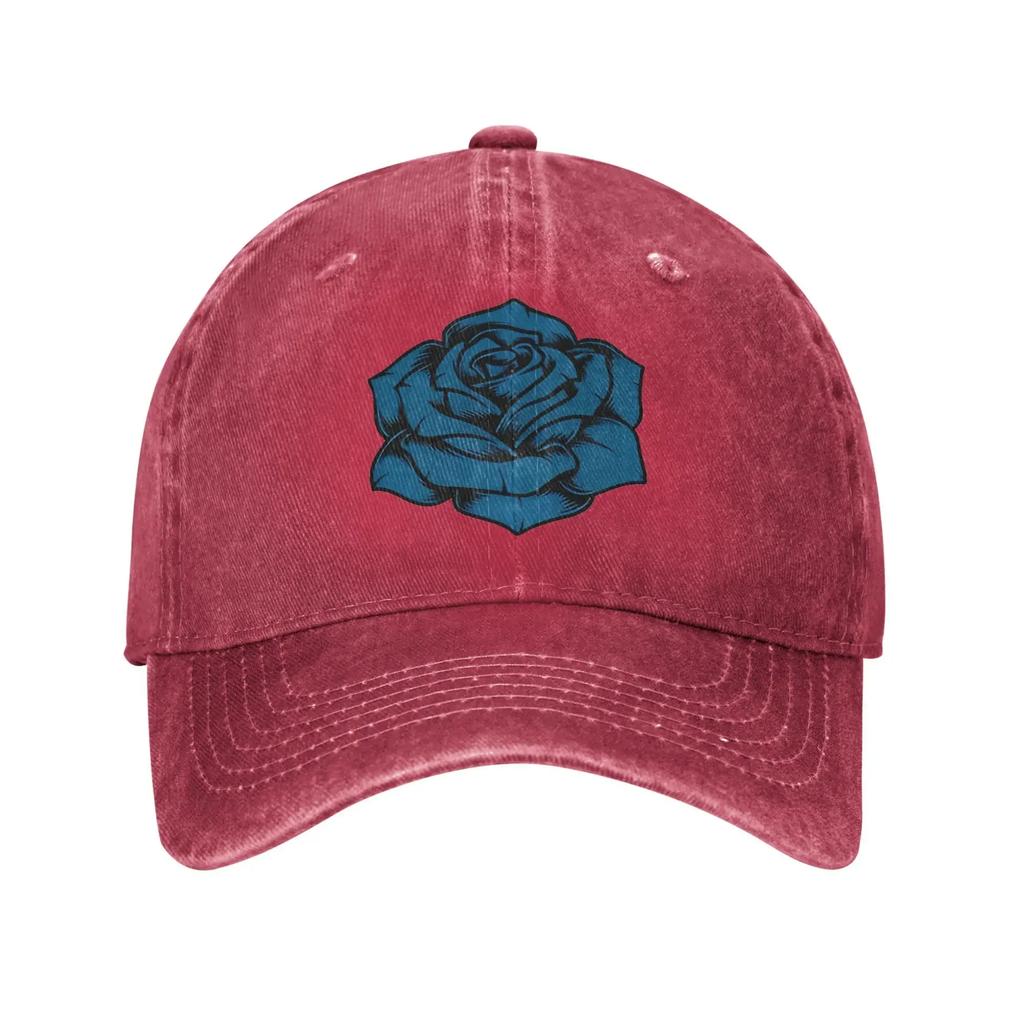Summer Ado Blue Rose Baseball Cap SunProof Custom DIY Washed Trucker Hat Unisex Adult Street Style Sport Baseball Caps