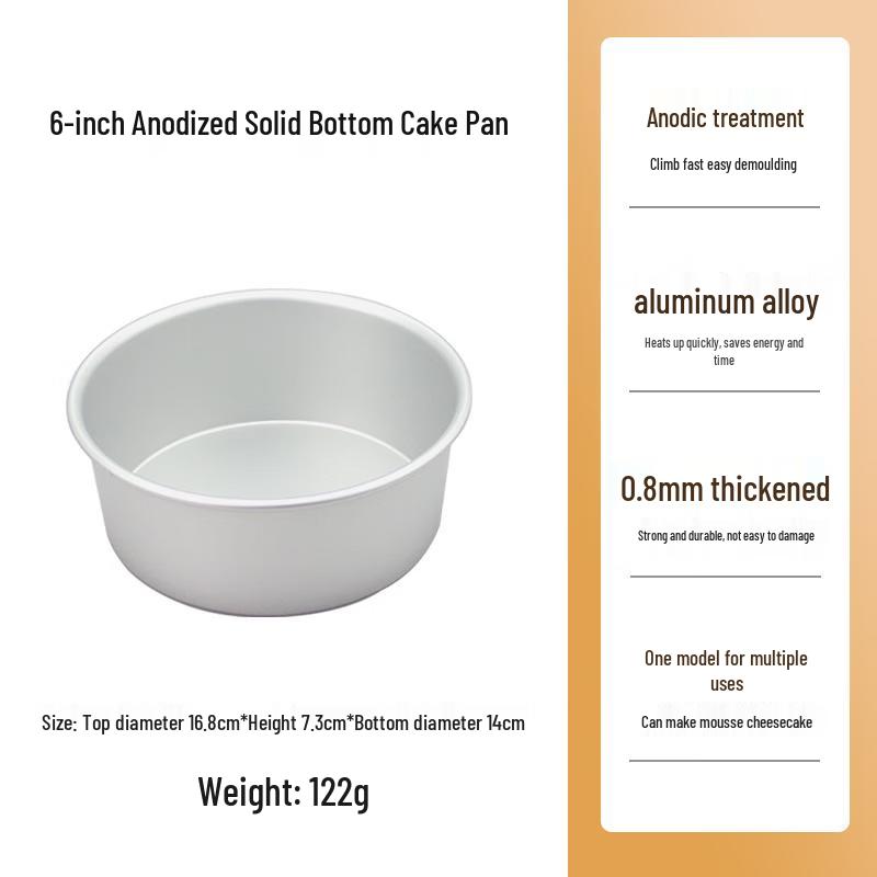 MDNG 6-inch Silver Anodized Solid Bottom Chiffon Cake Molds (2-pack)
