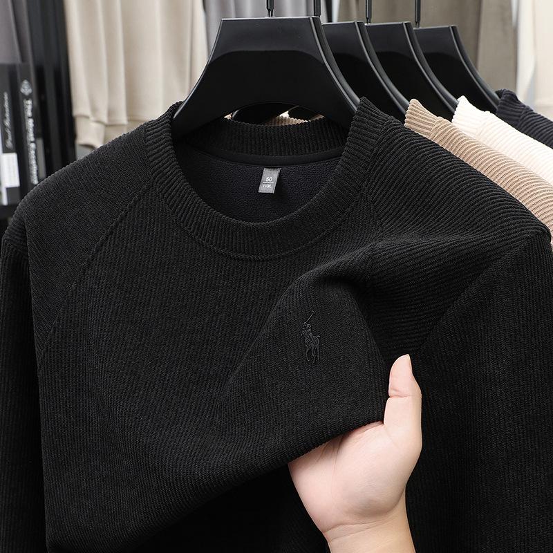 New Winter Men s Round Neck Plus Velvet Knitwear: Stylish Printed Long Sleeve Casual Top M