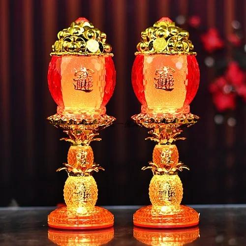 Gott des Reichtums Lampe Elektrischer Kerzenständer Zubehör Buddha LED-Licht Ewige Kerzenlampe Rauchfrei Haushalt Darbringungen an Buddha machen