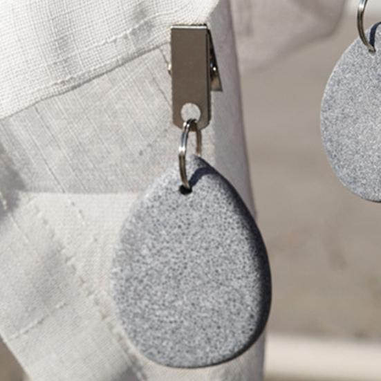 Marble Tablecloth Weight with Metal Clip, Teardrop Shape Table Cover Weight, Outdoor Party Picnic Dinner Tablecover Pendant Stone