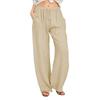Womens Plus Size Loose Cotton Linen Blend Casual Trousers Mid-Waist Wide Leg Pant Office Daily Wear