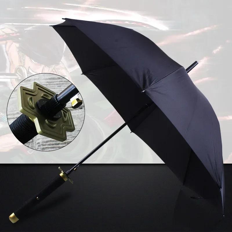 8 Bones Anime Umbrella with Long Handle Windproof Samurai Sword Japanese Ninja-like Sun Rain Straight Beach Umbrella for Gifts