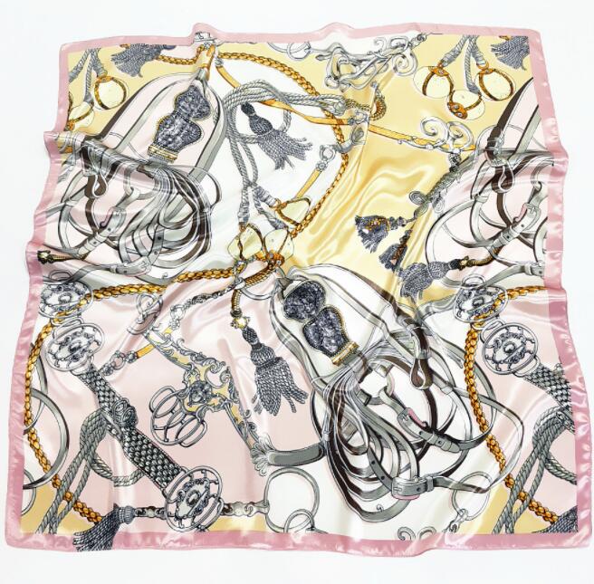 New Designs 90*90cm Square Silk Scarves Women Foulard Head Scarf Ladies Shawl Wrap Bandanna Female Chiffon Hijab Beach Scarf