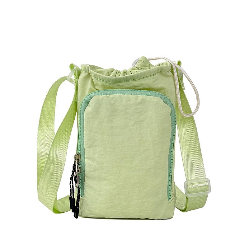 Sports small satchel multi-functional men's and women's casual shoulder mobile phone bag lightweight running drawstring water cup bag