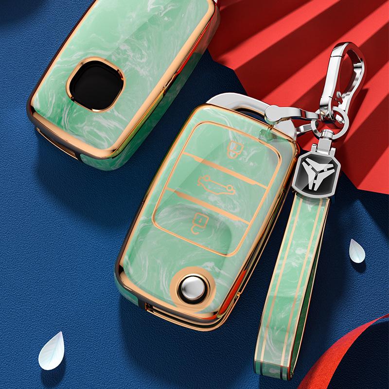 Guochao Changan Autoschlüsselhülle für Damen – Kompatibel mit Yidong, CX70, Oushang CS75, Buckle CS35, Vollständig umschließende, faltbare Schale