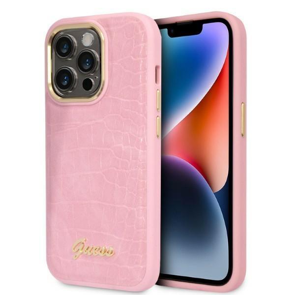 Guess Guhcp14Lhgcrhp Iphone 14 Pro 6,1 Różowy/Pink Hardcase Croco Collection