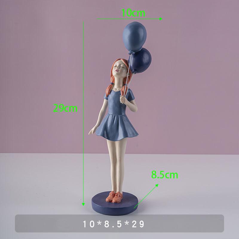 Nowoczesna żywica słodka dziewczyna balonowa statua akcesoria dom salon figurki pulpit dekoracja regał szafka rzeźba rzemiosło