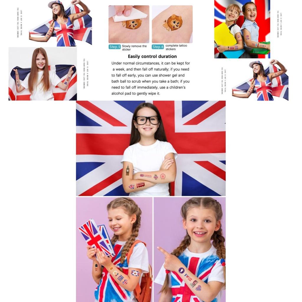 Waterproof Uk Flag Tattoo Sticker With Queen's Crown Perfect For Party Or Event