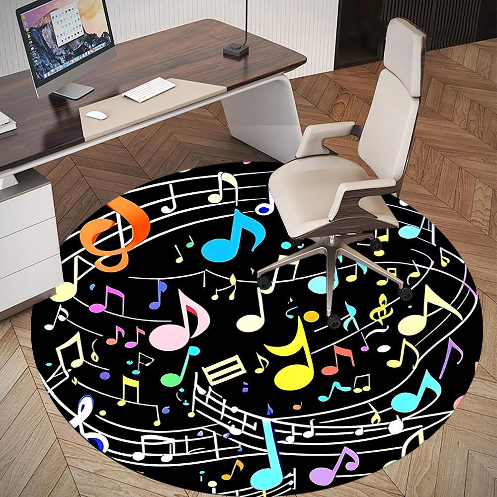 1pc music notes Round Chair mat Area Rug - Non-Slip, Floor Mat for Office, Bedroom, and Indoor Decor c1125628