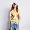 Chuyu Women's Faux Two-Piece Striped Polo Knit Top